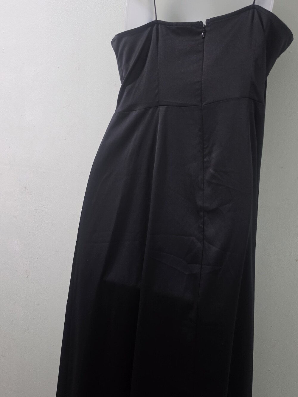 NWT Danielle Bernstein Slip Dress Black SATIN Button-Front $99 ♥️ - Picture 12 of 12